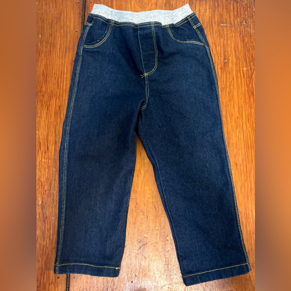 Kids Dark Blue Jeans with Gray Waistband
